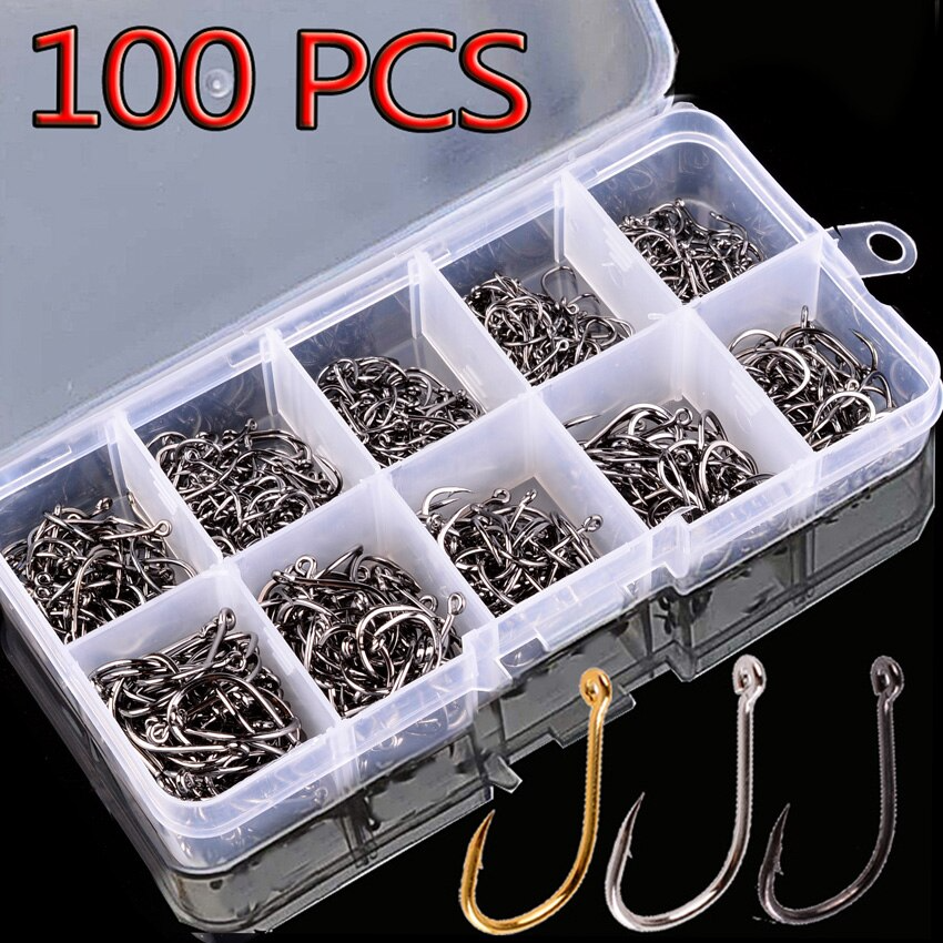 Fishing Hook Circle - New 100Pcs Fishing Hooks Set Carbon