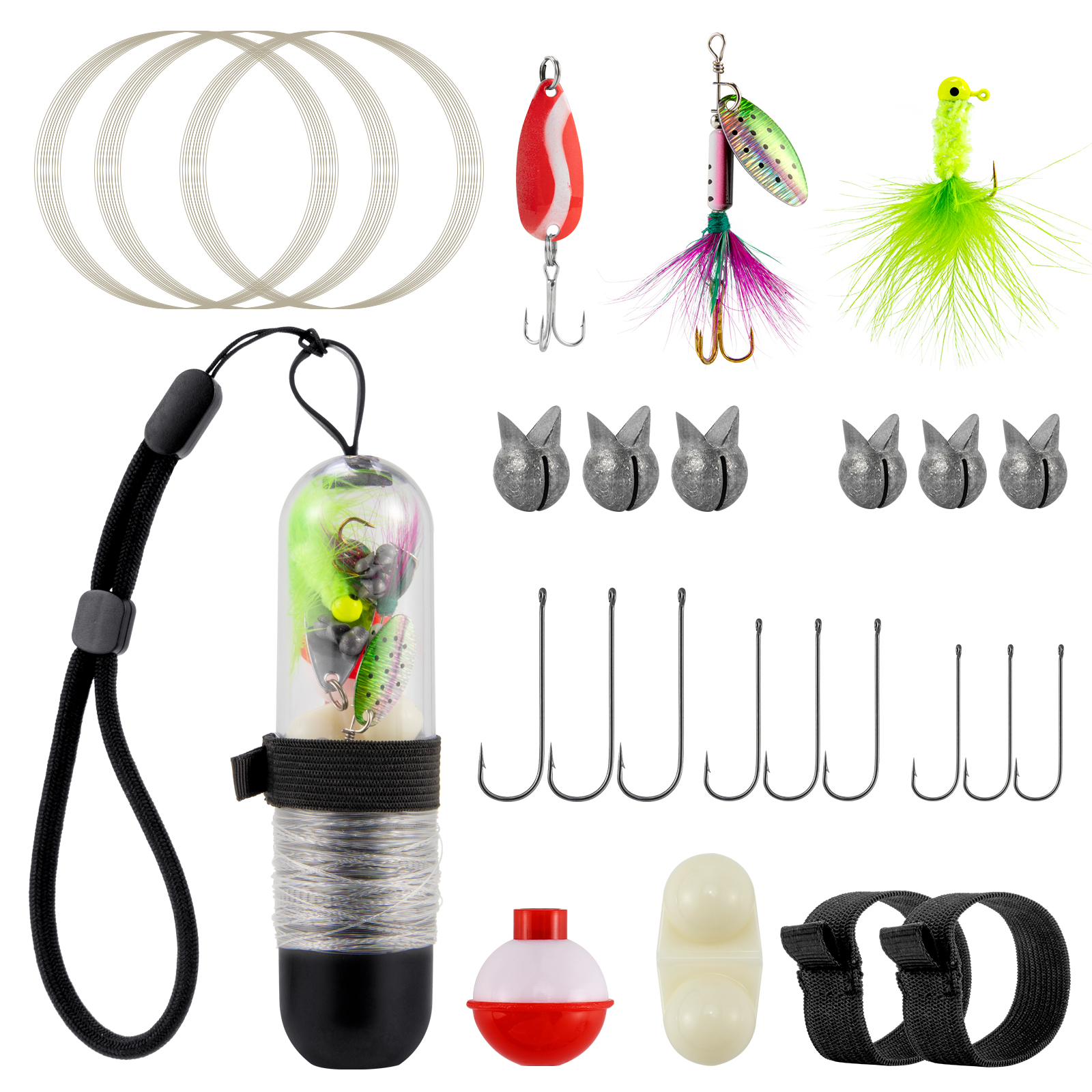Fishing Hook Jig - 25pcs Survival Fishing Kit Pocket Reel
