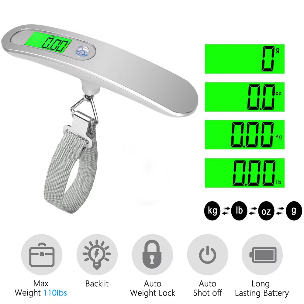 Fishing Hook Stainless Steel - Portable Scale Digital LCD Display 110lb/50kg