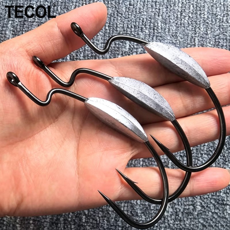 Fishing Hook Weedless - TECOL 3PCS 6/0 8/0 10/0 Weighted
