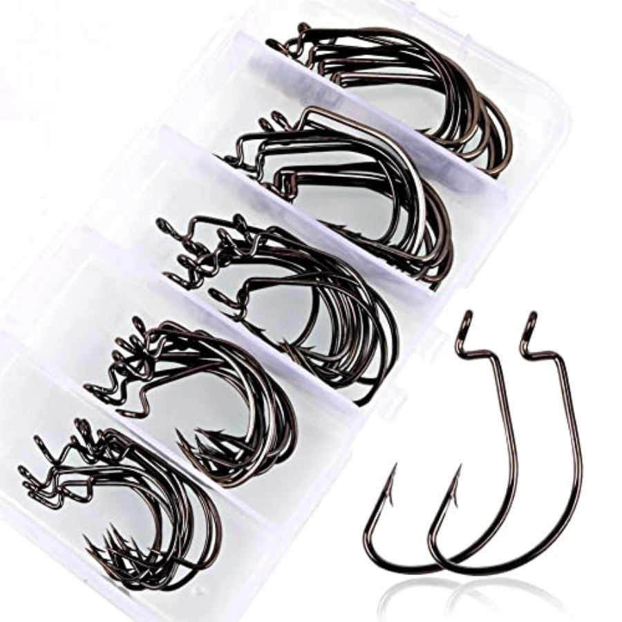 Fishing Hook Weedless - Offset Shank Worm Hooks High Carbon