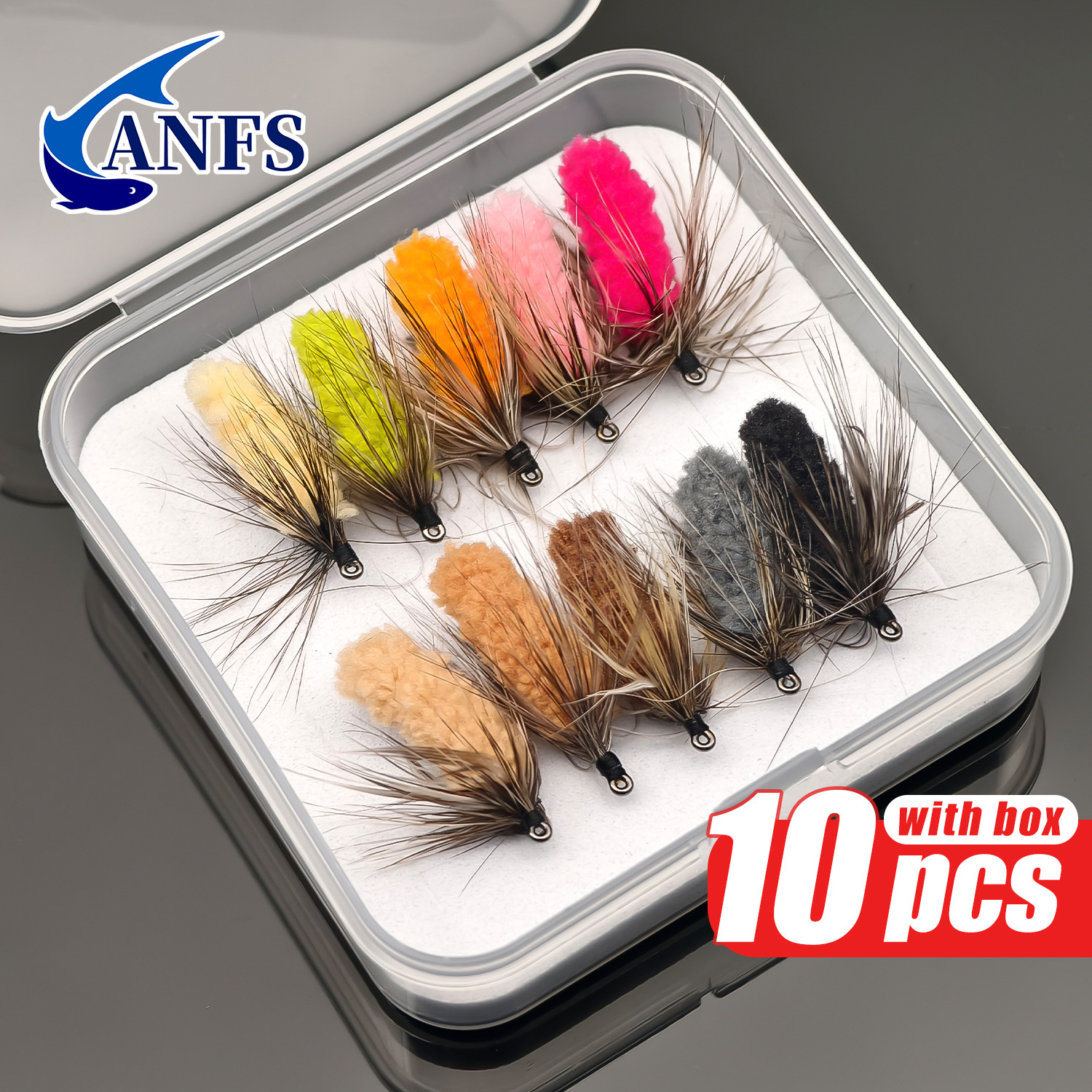 Fishing Hook Assortment - ANFS 10pcs Mop Fly Assorted Color