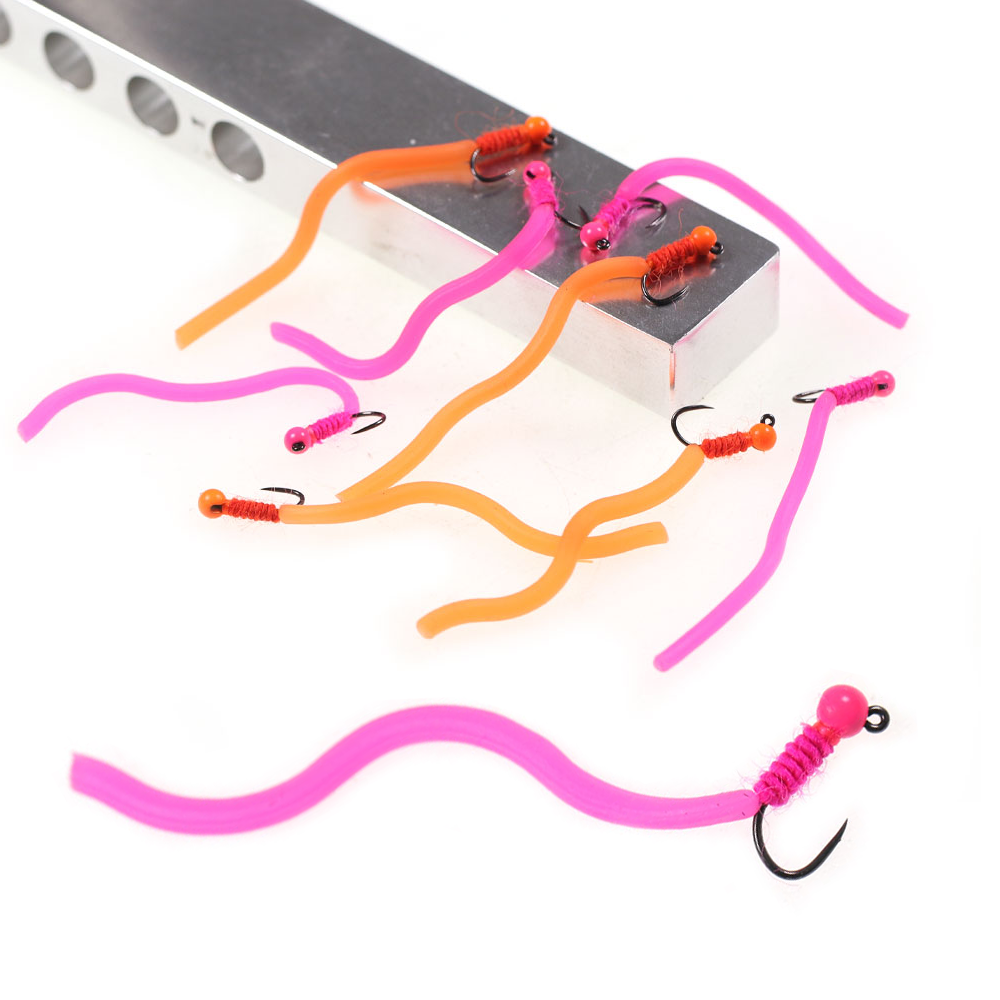 Fishing Hook Barbless - 4pcs #14 Tungsten Bead Head Squirmy