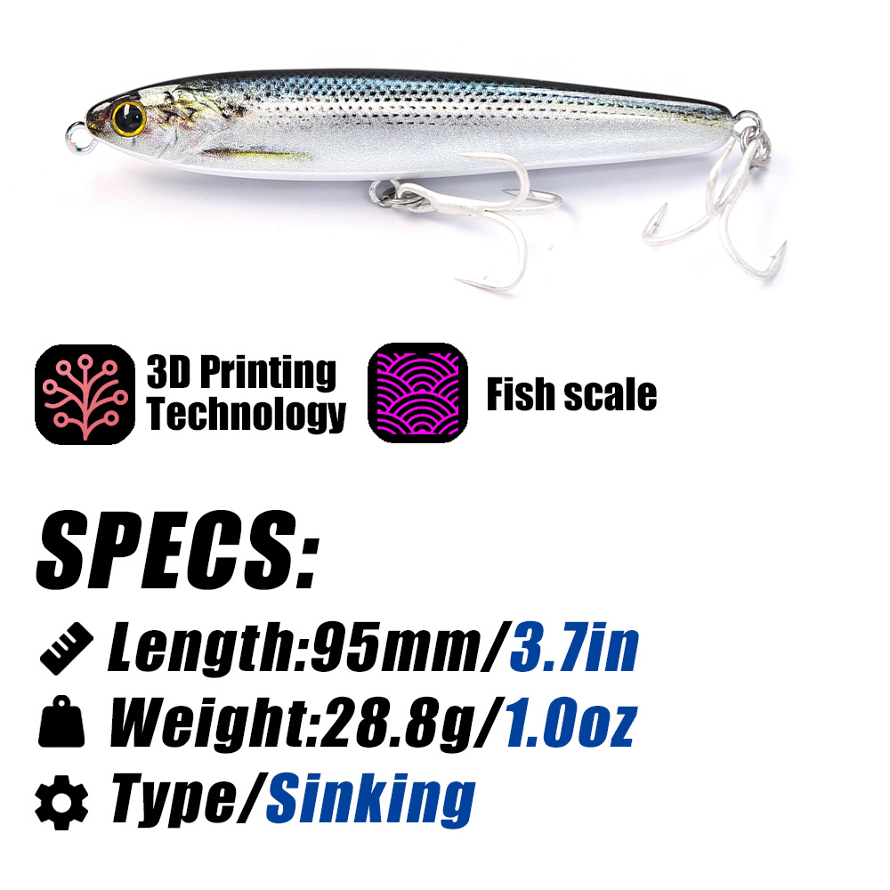 B&U Sinking Pencil Fishing Lur - Fishing Hook Treble ulasan dan harga