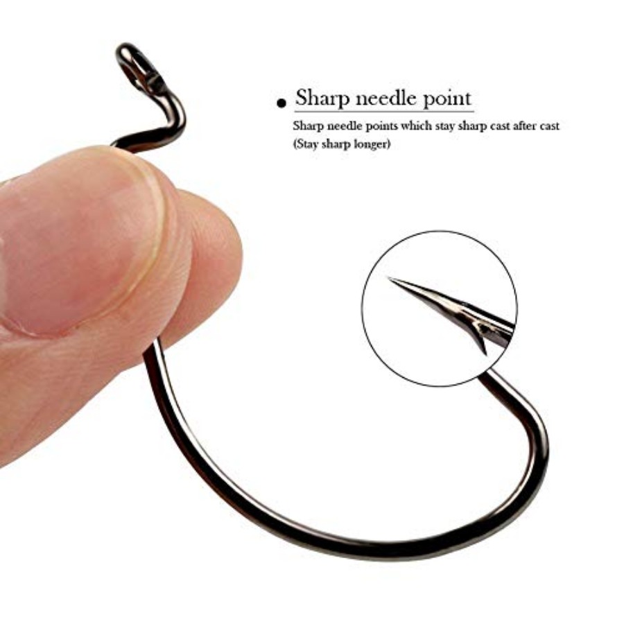 Offset Shank Worm Hooks High C - Fishing Hook Weedless ulasan dan harga