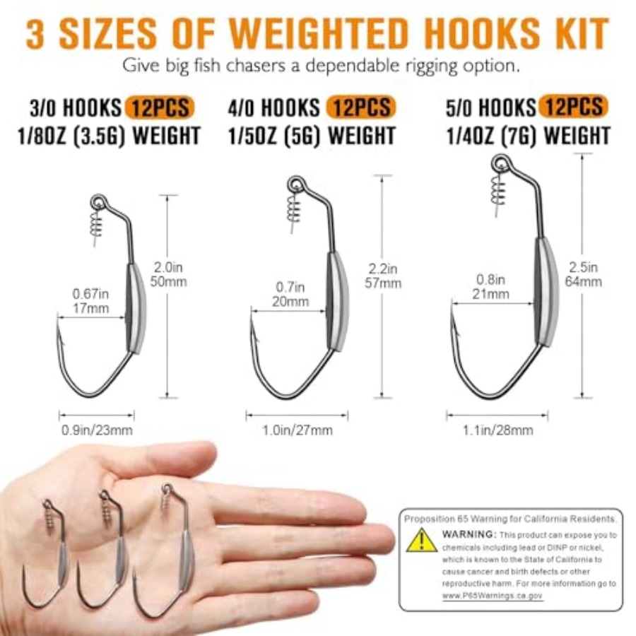12PCS/44PCS Weighted Swimbait  - Fishing Hook Weedless ulasan dan harga