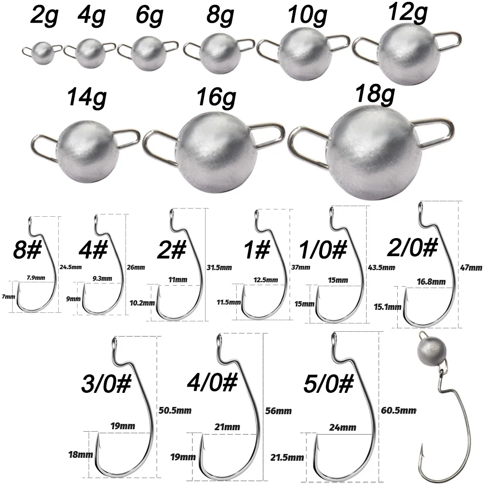 5Pcs Metal Jig Head Worm Hooks - Fishing Hook Weedless ulasan dan harga