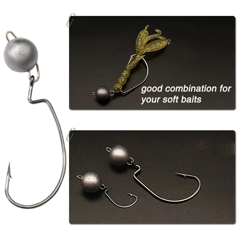 5Pcs Metal Jig Head Worm Hooks - Fishing Hook Weedless ulasan dan harga