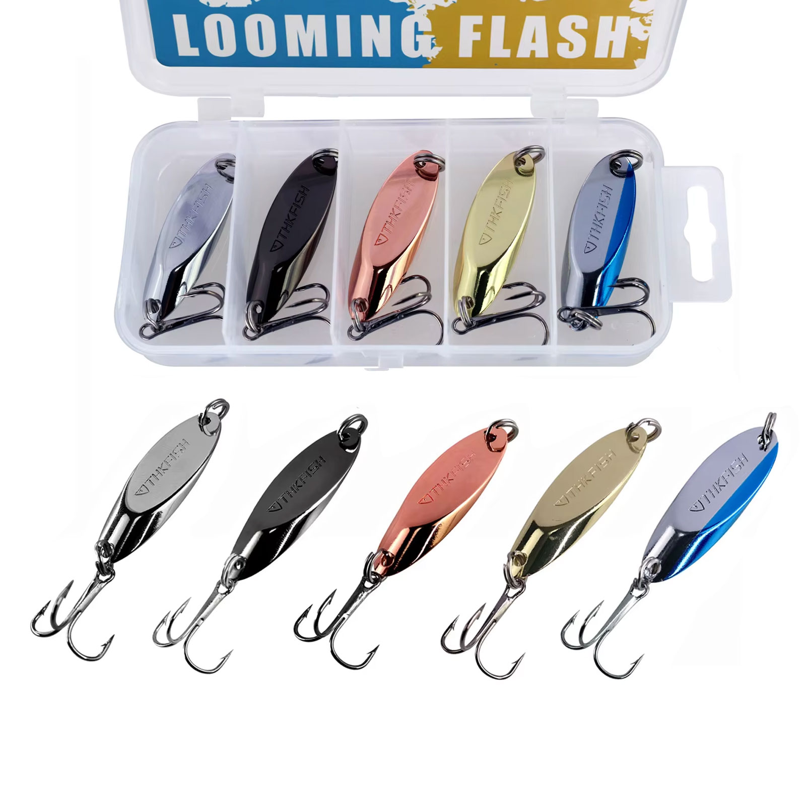 5pcs Metal Spinner Spoon Lures - Fishing Hook Treble ulasan dan harga