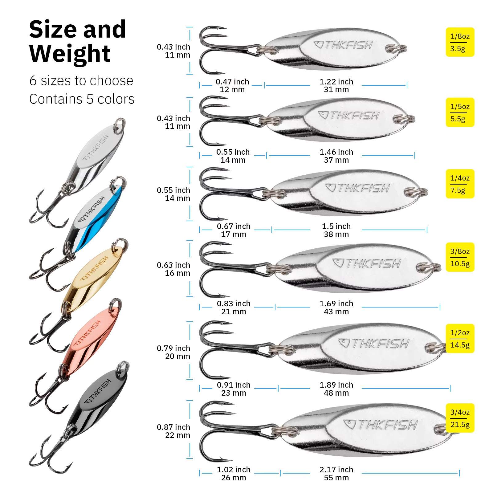 5pcs Metal Spinner Spoon Lures - Fishing Hook Treble ulasan dan harga